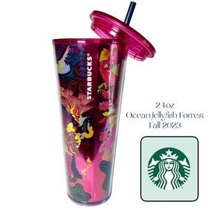 NEW STARBUCKS Limited Edition Fall 2023 Ocean Jellyfish Forest Cold Tumbler 24oz